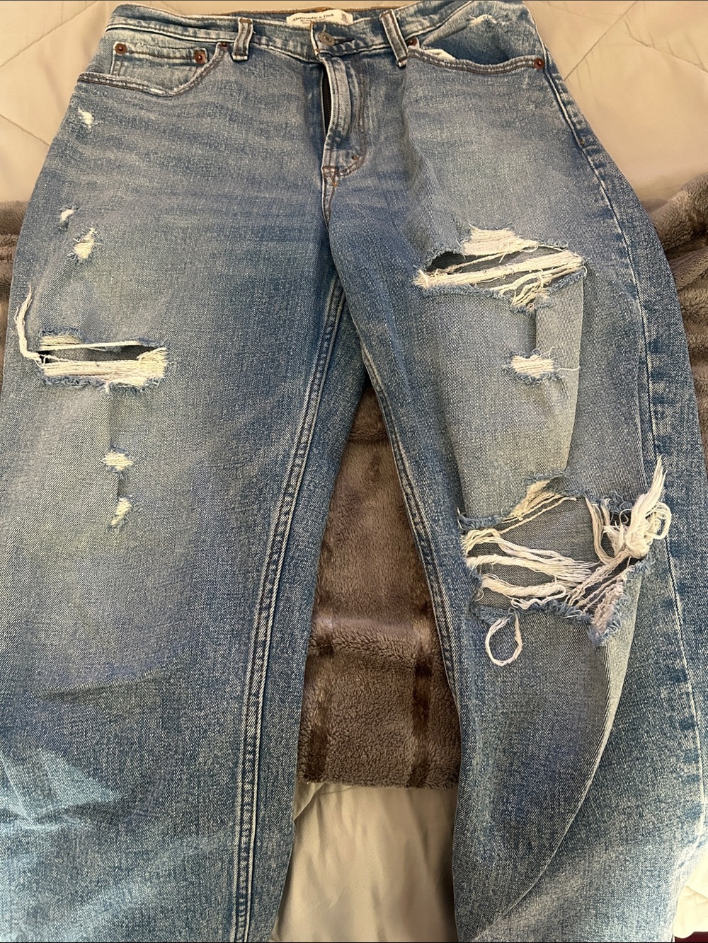 Abercrombie & Fitch Light Blue Distressed Boyfriend Jeans